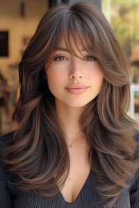 a woman with long hair