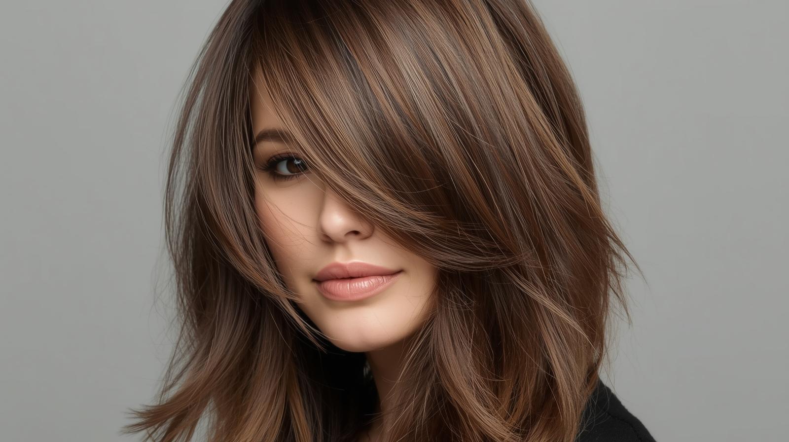Long Layered Hair with Bangs in Medium Hair with Side Bangs