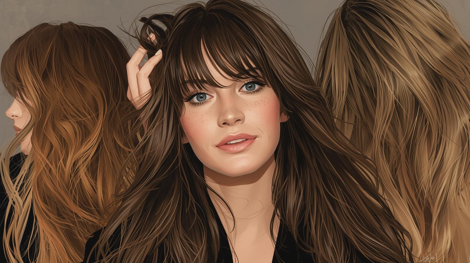 Long layered hairstyles with Bangs