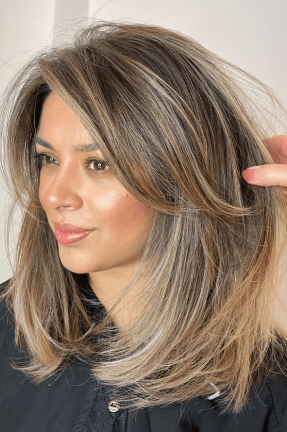 Medium hair layered side bangs