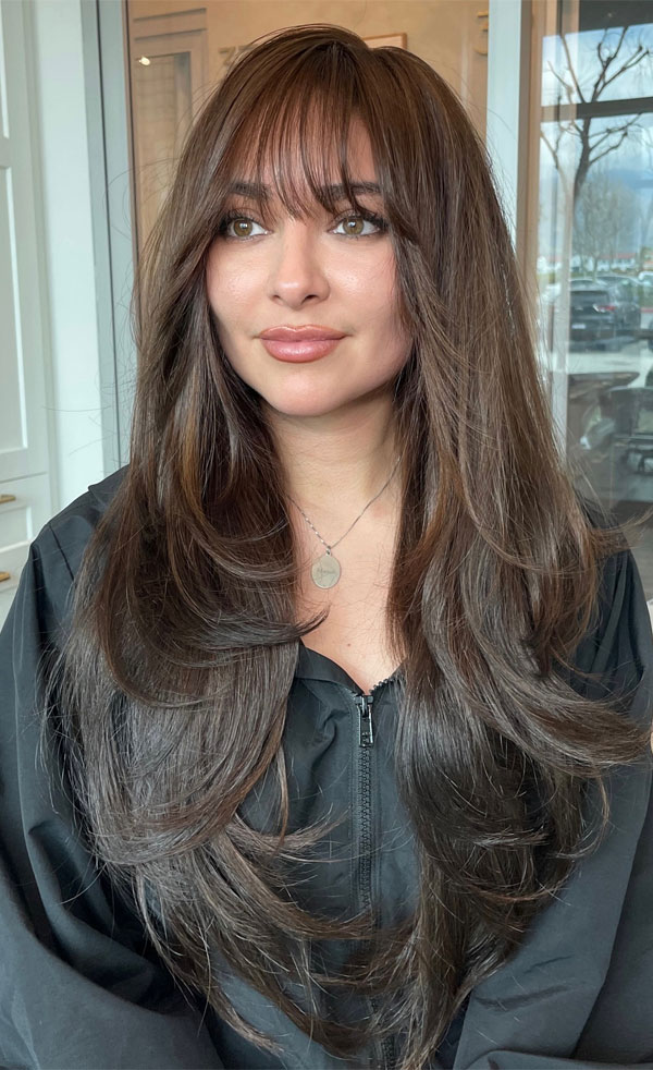 Long Layered Hair with Bangs