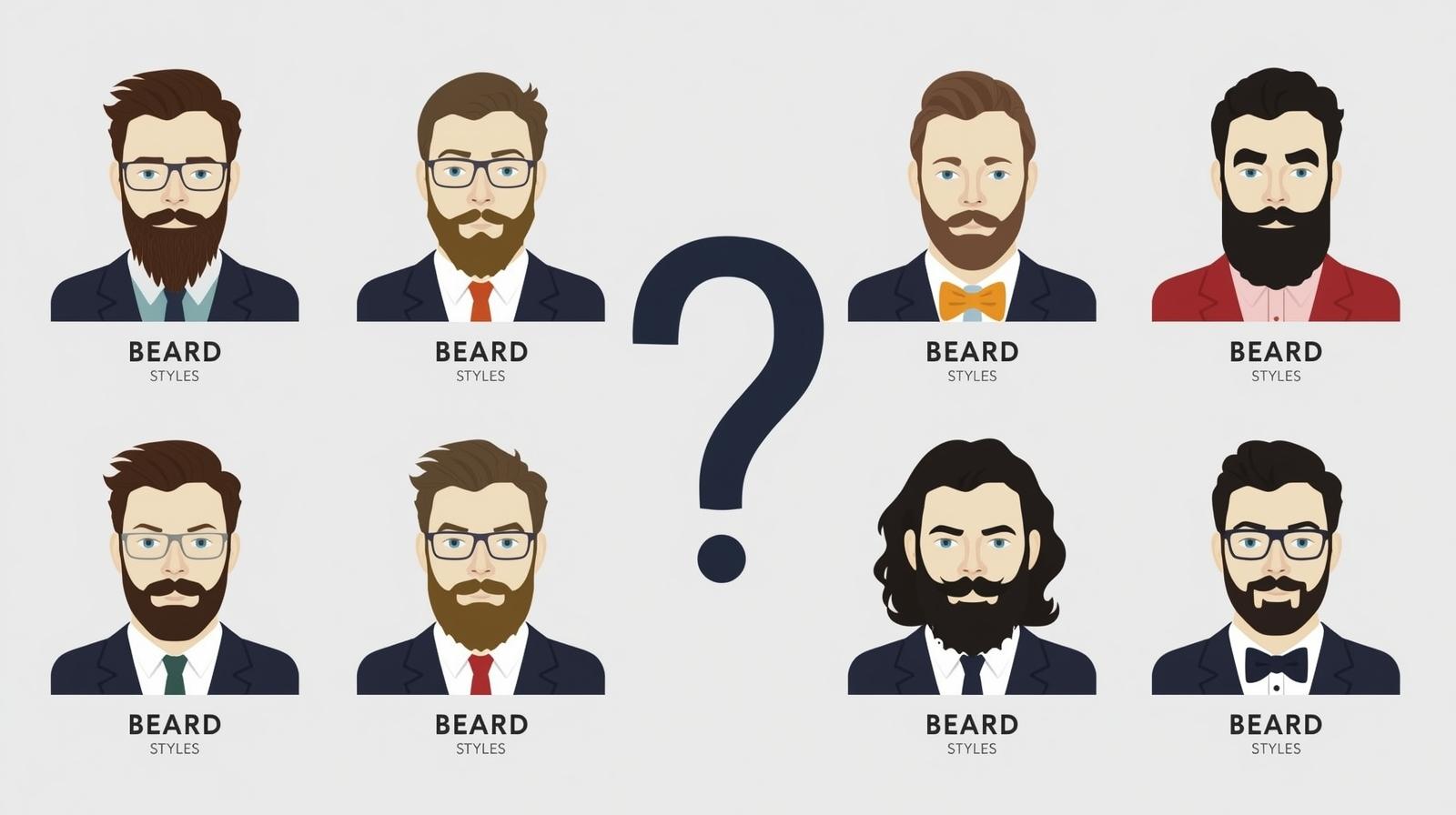 Various beard styles on men
